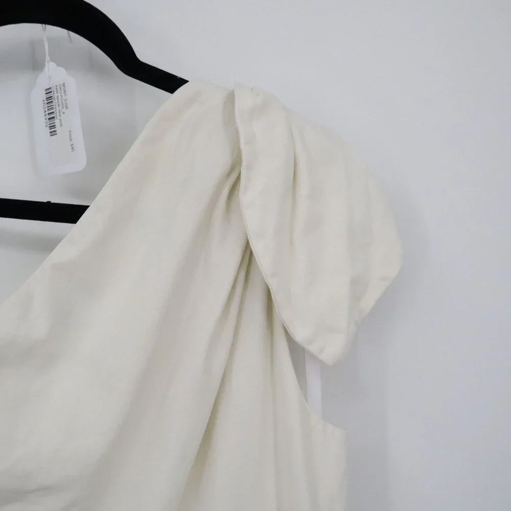 Kate Spade Twill One Shoulder Dress Womens 4 Ivory Coastal Cottagecore Boho Twee